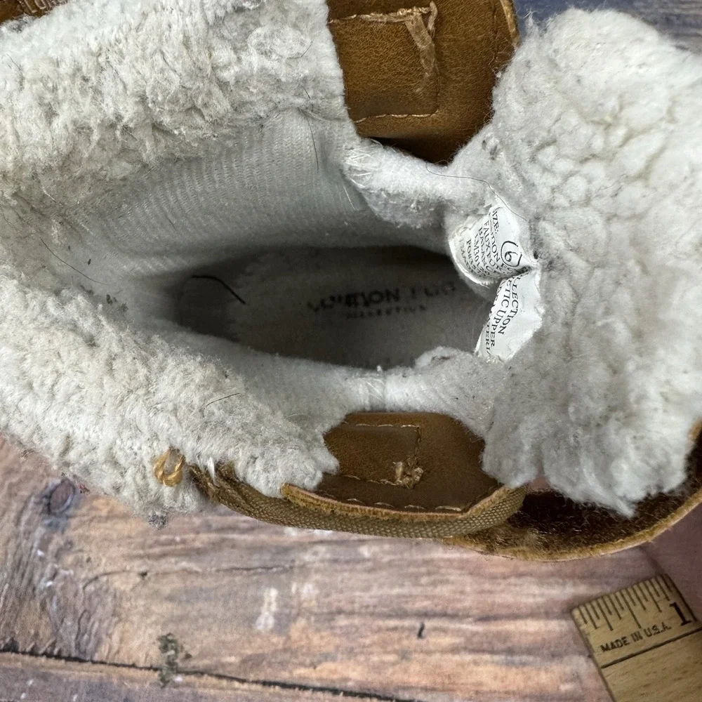 London Fog Toddler Girl Snow Boots Size‎ 6 Pink/Tan /Blue Waterproof Lined